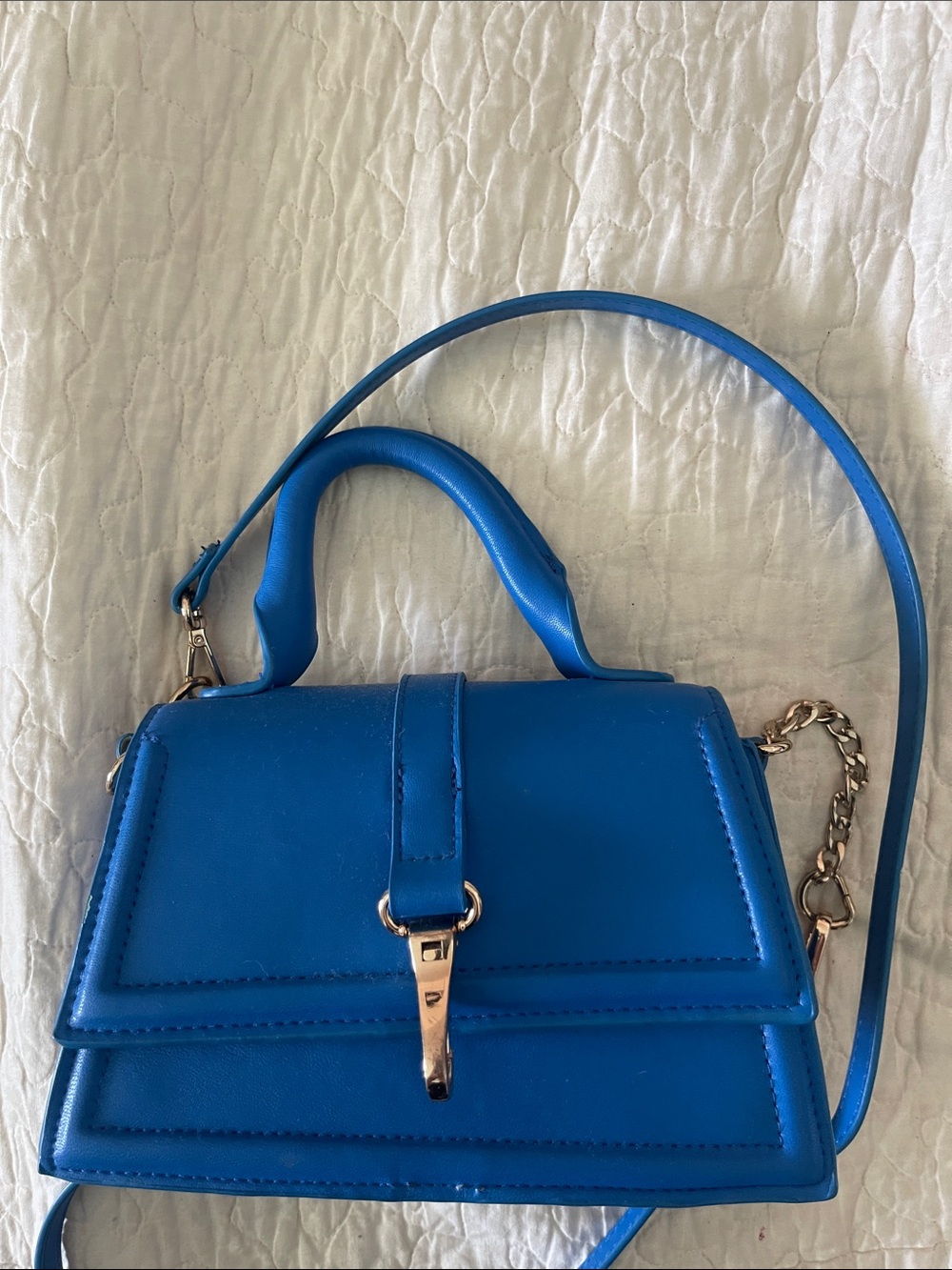 H&M Blue Structured Top-Handle Crossbody Bag